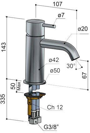 Hotbath Cobber CB003C wastafelkraan geborsteld nikkel