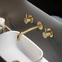 Hotbath Wastafelmengkraan Cobber Inbouw 3+3 Inbouwsysteem 1-hendel Gebogen 18 cm Geborsteld Messing PVD - Thumbnail 2