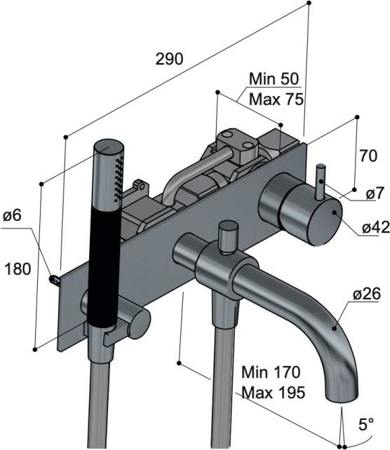 Hotbath Cobber CB026 afbouwdeel bad mengkraan met automatische omstelinrichting chroom