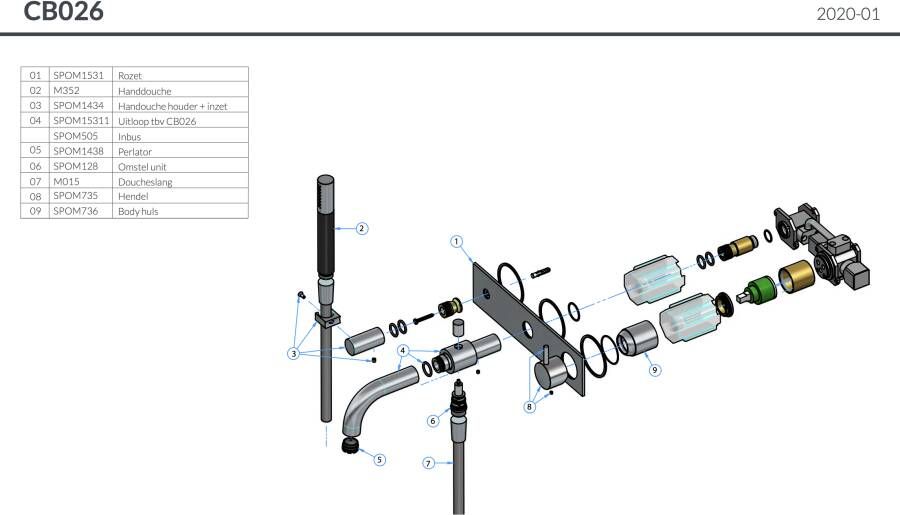 Hotbath Cobber CB026 afbouwdeel bad mengkraan met automatische omstelinrichting chroom