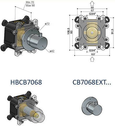 Hotbath Cobber CB7068EXT afbouwdeel voor stopkraan chroom