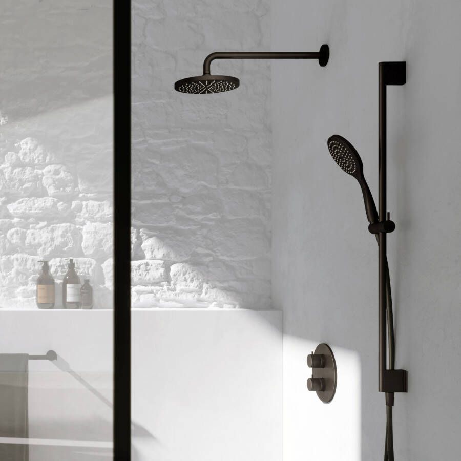 Hotbath Cobber IBS 20A inbouw doucheset chroom met ronde handdouche 30cm hoofddouche met wandarm wandsteun met uitlaat
