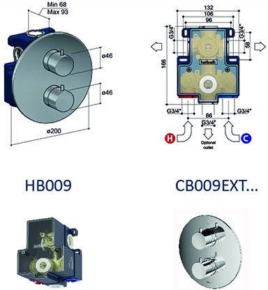 Hotbath Cobber IBS 20A inbouw doucheset chroom met ronde handdouche 30cm hoofddouche met wandarm wandsteun met uitlaat