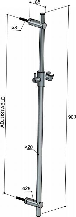 Hotbath Cobber M311 glijstang 90cm rond verouderd messing