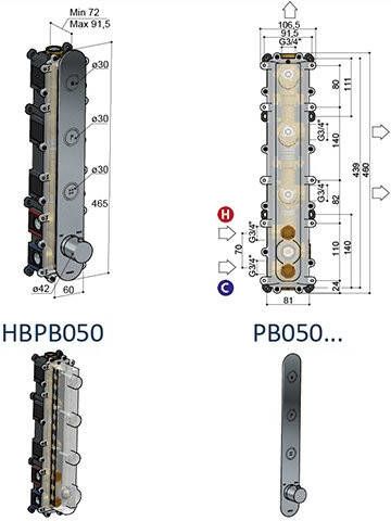 Hotbath Cobber PB050EXT afbouwdeel voor inbouw thermostaat met 3 pushbuttons verouderd messing