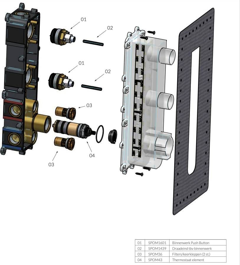 Hotbath Cobber PB066EXT afbouwdeel voor inbouw thermostaat met 2 pushbuttons gepolijst messing PVD