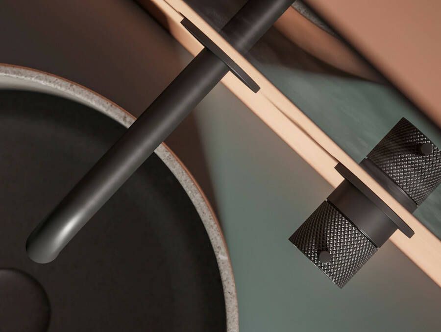 Hotbath Cobber X CX005EXT18 afbouwdeel inbouw wastafelkraan met 18cm uitloop mat zwart