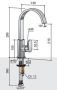 Hotbath Friendo F004C wastafelmengkraan hoog model met draaibare cascade uitloop zonder waste geborsteld nikkel - Thumbnail 5