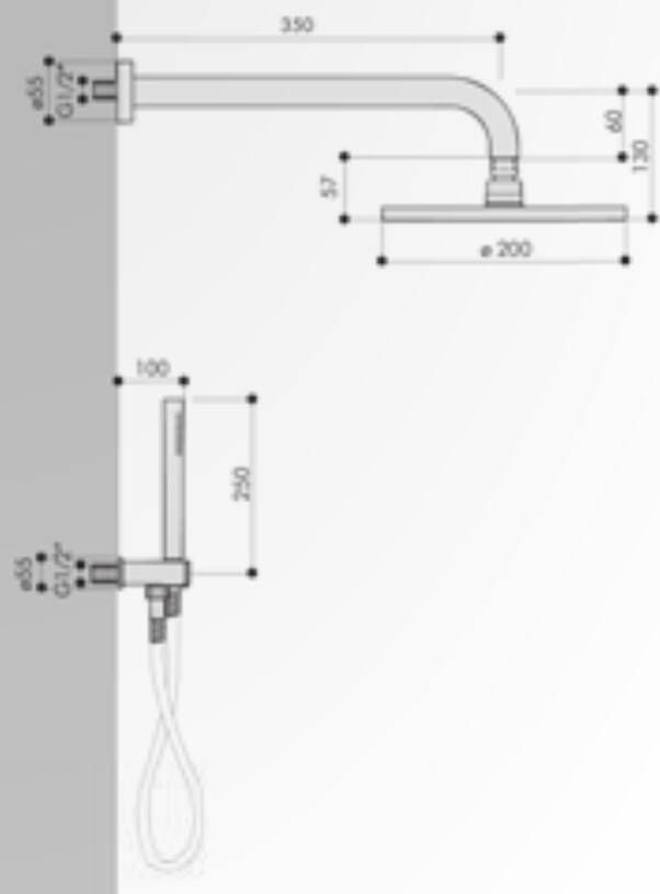 Hotbath IBS 5 Get Together inbouw doucheset Friendo geborsteld nikkel met ronde 3-standen handdouche plafondbuis 30cm hoofddouche 20cm glijstang