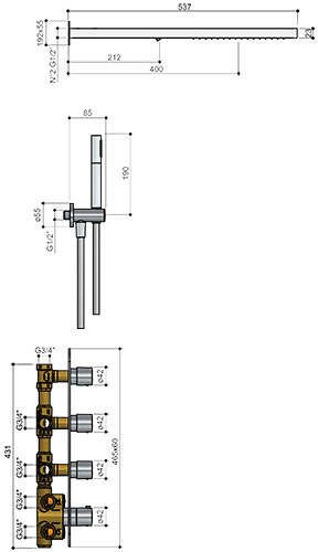 Hotbath IBS 7 Get Together inbouw doucheset met cascade waterval hoofddouche chroom met ronde 3-standen handdouche wandsteun met uitlaat