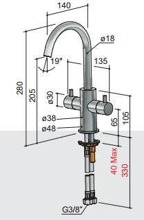 Hotbath Laddy L044 wastafelmengkraan 2 knops zonder waste chroom