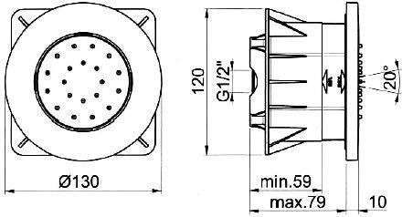 Hotbath Mate M130 bodyjet kantelbaar inbouw rond geborsteld nikkel