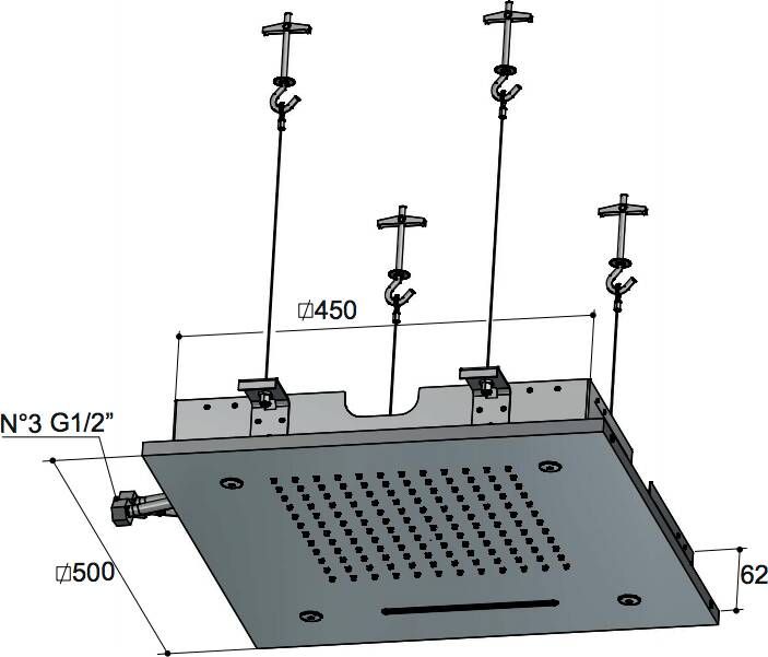 Hotbath Mate M145 hoofddouche vierkant 50cm geborsteld nikkel