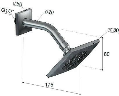 Hotbath Mate M168 hoofddouche vierkant 13cm inclusief wandarm chroom