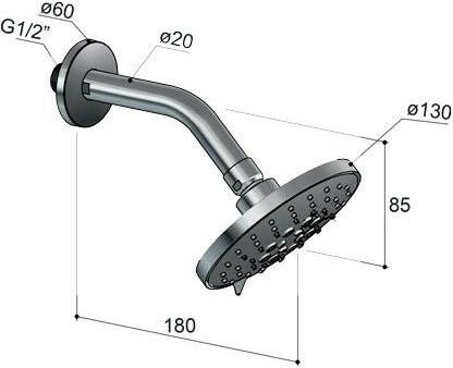 Hotbath Mate M169 hoofddouche 3 standen 13cm inclusief wandarm geborsteld nikkel