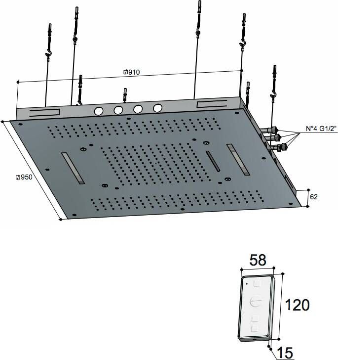 Hotbath Mate M173 hoofddouche 95 x 95 cm chroom