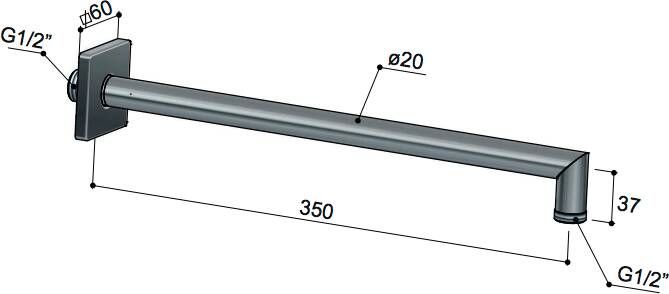 Hotbath Mate M451 wandarm 35cm chroom