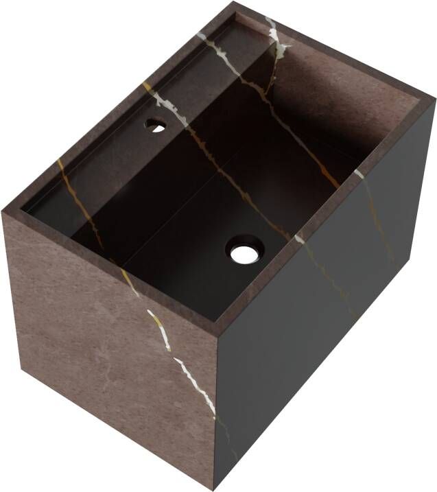 iChoice Cube wastafel 60x45 7x40cm marmerlook 1 kraangat Copper Brown