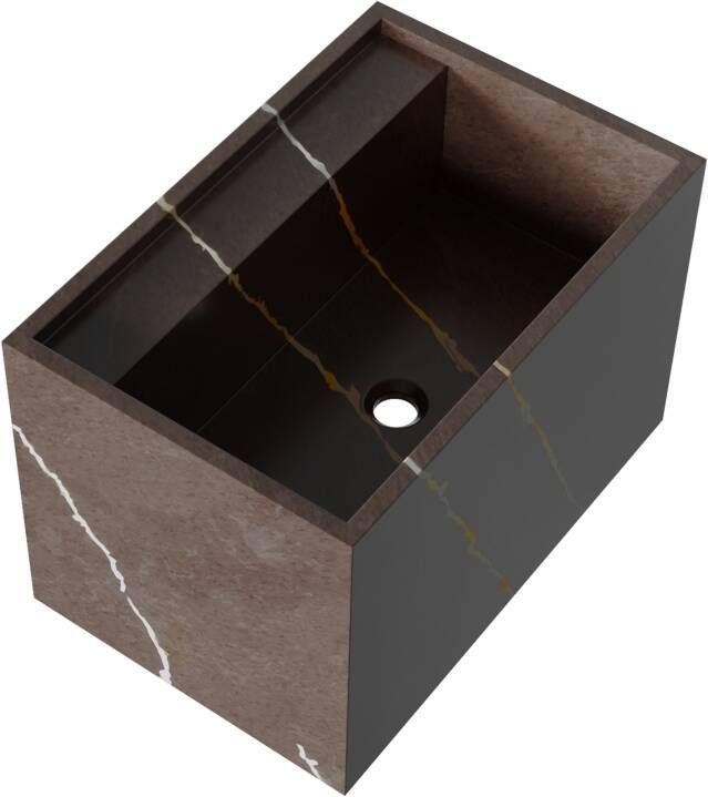 iChoice Cube wastafel 60x45 7x40cm marmerlook zonder kraangat Copper Brown