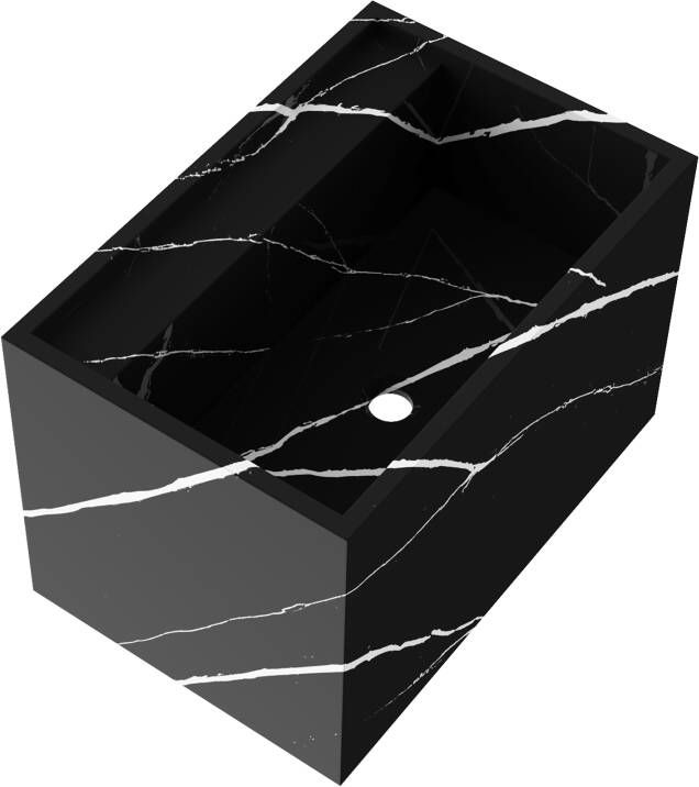 iChoice Cube wastafel 60x45 7x40cm marmerlook zonder kraangat Nero Marquina