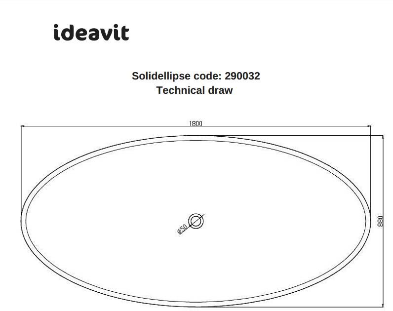 Ideavit Solidellipse vrijstaand solid surface bad mat wit 180x88cm