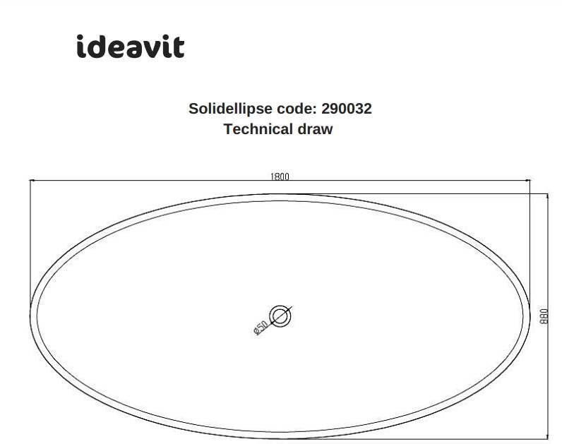 Ideavit Solidellipse vrijstaand solid surface bad mat zwart 180x88cm
