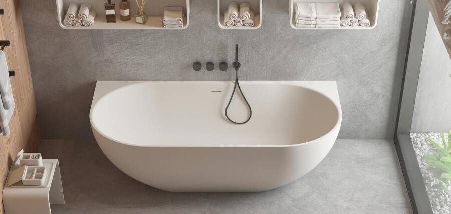 Ideavit SolidNova solid surface muur-gemonteerd bovenkant ligbad 180x80cm