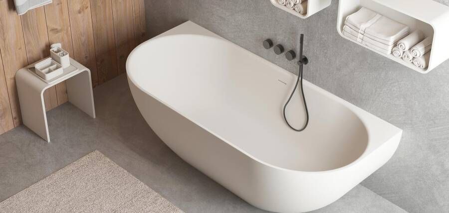 Ideavit SolidNova solid surface muur-gemonteerd bovenkant ligbad 180x80cm