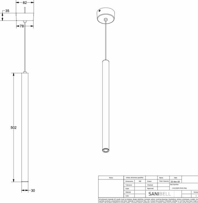 Ink led 009 hanglamp led 3000k mat zwart