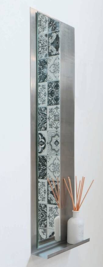 Ink Note fonteinplanchet mat zwart 20x72cm met spiegel helder glas