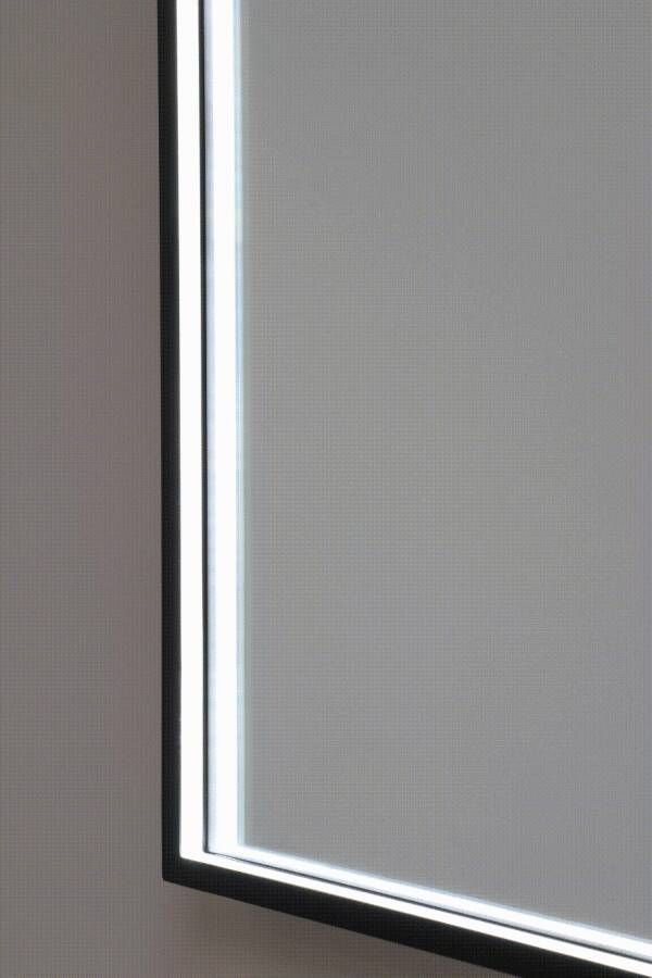 Ink SP19 spiegel 100x80cm in stalen kader met rondom indirecte LED verlichting Mat zwart