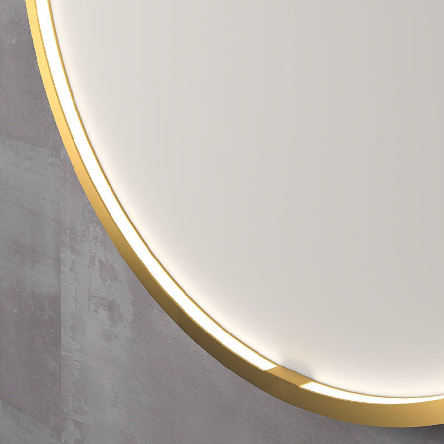 Ink SP24 spiegel rond 100cm met kader direct LED verlichting rondom mat goud