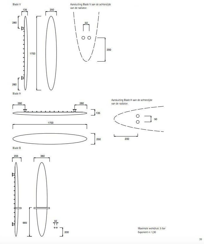 Instamat Blade H designradiator horizontaal 25 x 170 cm (H x L) geborsteld verchroomd