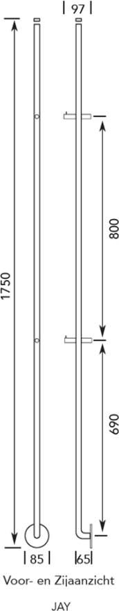 Instamat Jay elektrische handdoekwarmer 175 cm geborsteld koper