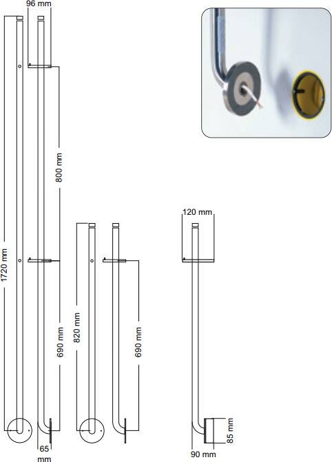 Instamat Jay elektrische handdoekwarmer 175 cm gepolijst rvs