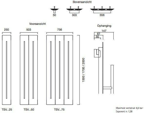 Instamat Teso V designradiator verticaal 150 x 25 cm (H x L) wit