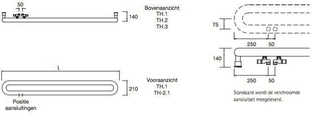 Instamat Tubone H designradiator horizontaal 21 x 170 cm (H x L) enkele buis wit