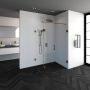 Saniclass Create douchecabine vierkant 3 delig 90x90cm profielloos met pendeldeuren antikalk en 8mm veiligheidsglas geborsteld RVS 4JC11 - Thumbnail 8