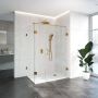 Saniclass Create douchecabine vierkant 3 delig 90x90cm profielloos met pendeldeuren antikalk en 8mm veiligheidsglas geborsteld RVS 4JC11 - Thumbnail 5