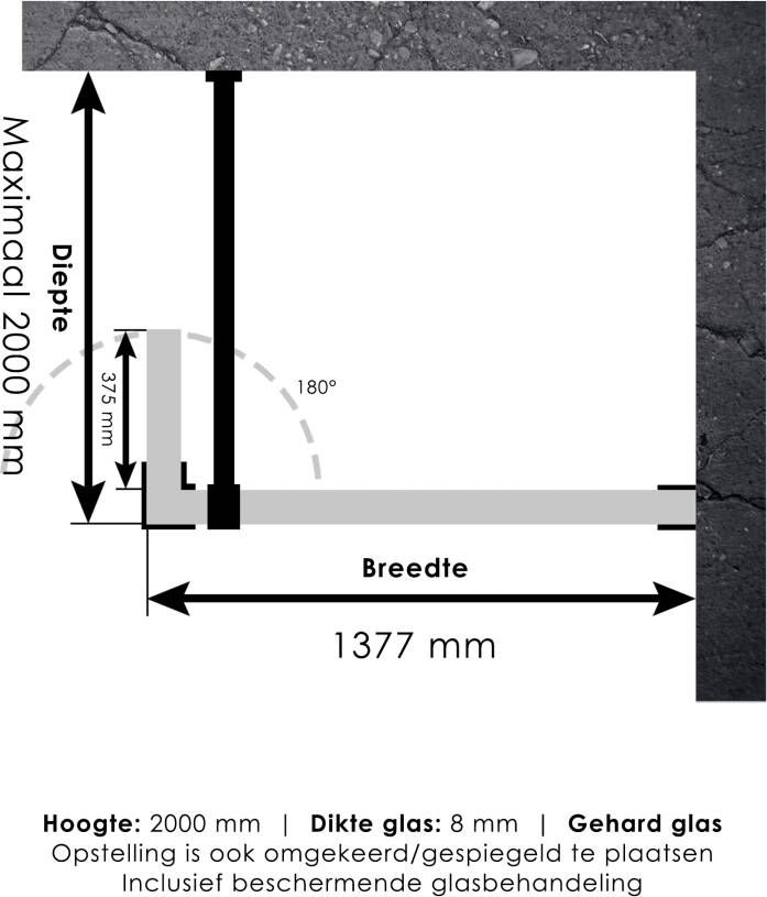 Brauer 4JC3 inloopdouche 140cm met draaibare zijwand 40 cm koper