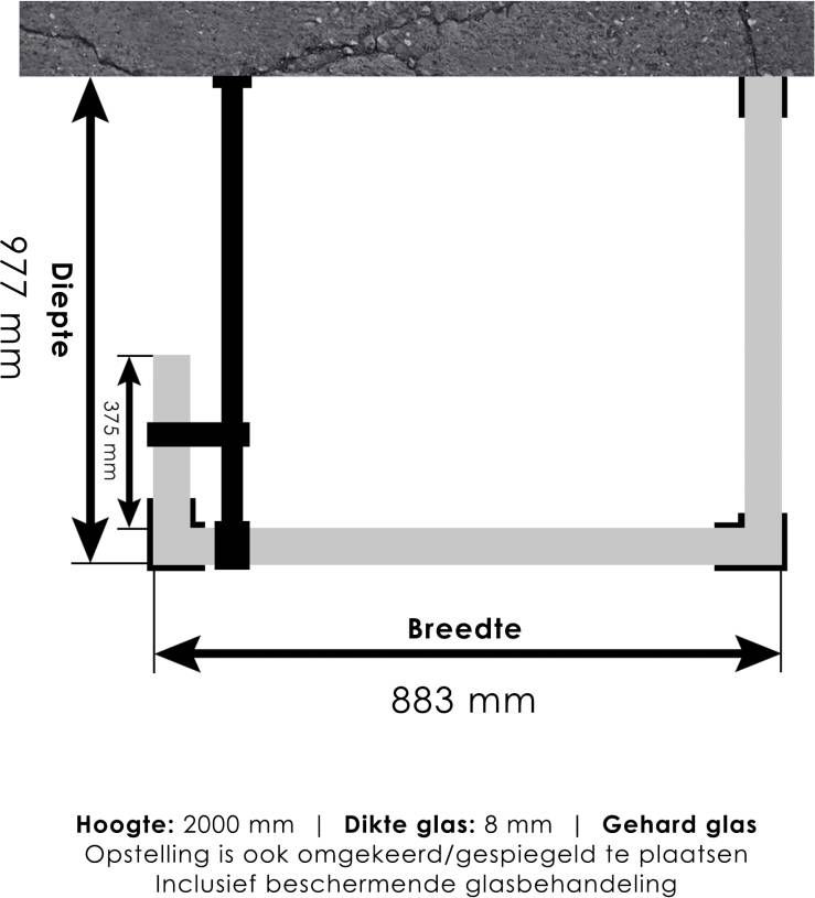 Brauer 4JC5 inloopdouche reversed met vaste zijwand 100 x 90 x 40 cm koper
