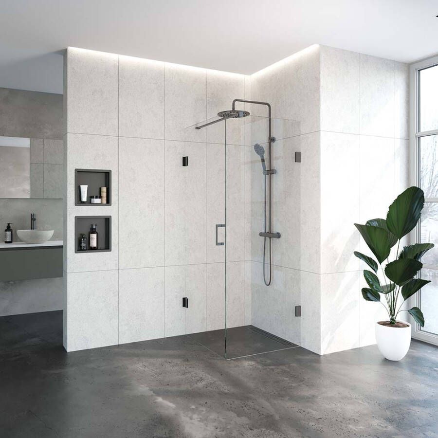 Just Creating 4JC9 douchecabine zij-instap 80x80cm gunmetal geborsteld