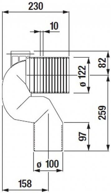 LAUFEN variable afvoerbocht grote sprong verstelbaar 220-350mm wit