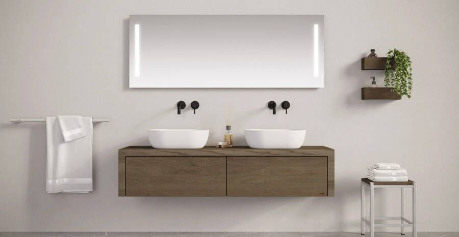 LoooX M-Line Double spiegel 140x70 cm met verlichting en verwarming