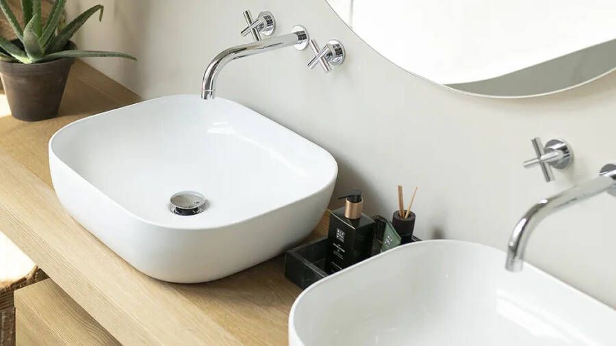LoooX Sink Ceramic Square Wastafelkom keramiek wit 41x41cm