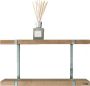 Looox Shelf Wood wandplank duo 80x28x15cm met RVS geborsteld ophanging eiken old grey RVS WWSDUO80RVS - Thumbnail 3