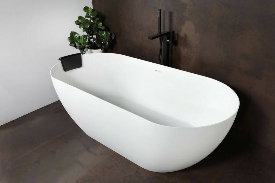Luca Sanitair Luca Vasca vrijstaand bad met dunne rand 175x80cm ovaal Solid Surface mat wit