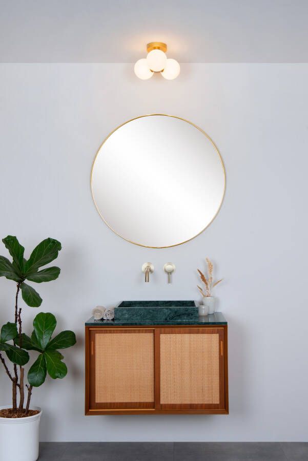 Lucide Trudy Plafonnière Badkamer Ø 28 cm 3xG9 IP44 Mat Goud Messing