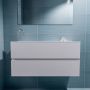 Mondiaz ADA Toiletmeubel 100x30x50cm met 1 kraangaten 2 lades cale mat Wastafel Lex links Solid Surface Wit FK75341960 - Thumbnail 4