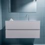 Mondiaz ADA Toiletmeubel 100x30x50cm met 1 kraangaten 2 lades cale mat Wastafel Lex midden Solid Surface Wit FK75341958 - Thumbnail 4